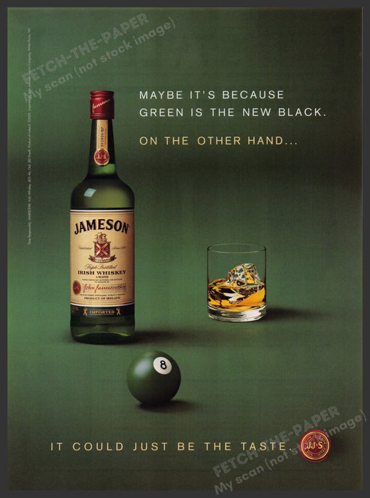 Jameson Irish Whiskey 2000s Print Advertisement Ad 2006 Pool 8 Ball Billiard Fetch-the-Paper