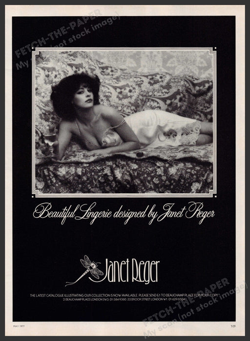 Janet Reger Lingerie Clothing 1970s Print Advertisement Ad 1977 Fetch-the-Paper