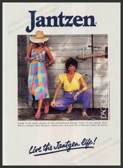 Jantzen Clothing 1980s Print Advertisement 1983 Models Life Fetch-the-Paper