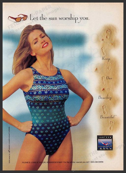 Jantzen Swimwear 1990s Print Advertisement 1995 Legs Swim Suit Sun Worship You Fetch-the-Paper