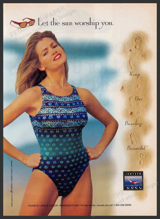 Jantzen Swimwear 1990s Print Advertisement 1995 Legs Swim Suit Sun Worship You Fetch-the-Paper