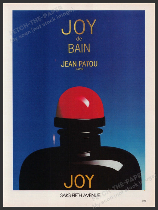 Jean Patou Joy de Bain 1980s Print Advertisement Ad 1988 Saks Fifth Avenue Fetch-the-Paper