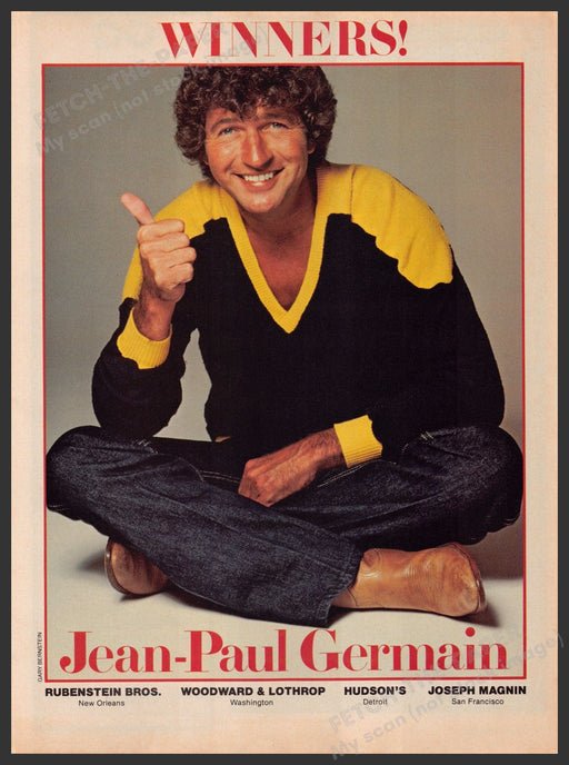 Jean-Paul Germain Men's Clothing 1970s Print Advertisement 1979 "Winner's" Fetch-the-Paper