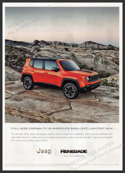 Jeep Renegade 2010s Print Advertisement Ad 2015 Rocky Terrain Jeep