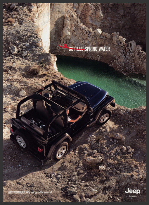 Jeep Wrangler 2000s Print Advertisement Ad 2006 Cliff Spring Water Fetch the Paper!