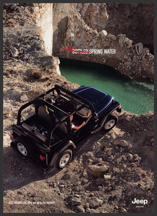 Jeep Wrangler 2000s Print Advertisement Ad 2006 Cliff Spring Water Fetch the Paper!
