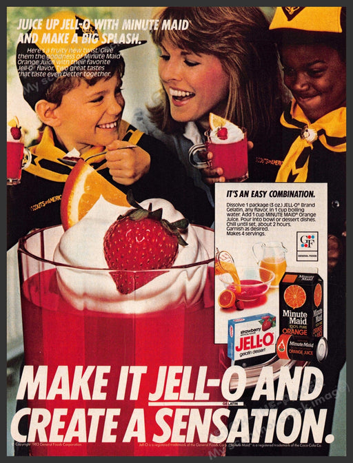 Jell-O Minute Maid 1980s Magazine Print Advertisement 1983 Boy Scouts Jell-O