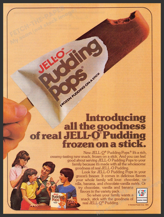Jell-O Pudding Pops 1980s Print Advertisement Ad 1983 Jell-O