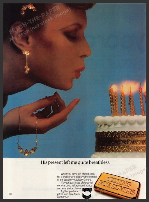 Jewellery Advisory Centre "Gold is for lovers" 1980s Print Advertisement Ad 1980 Fetch-the-Paper