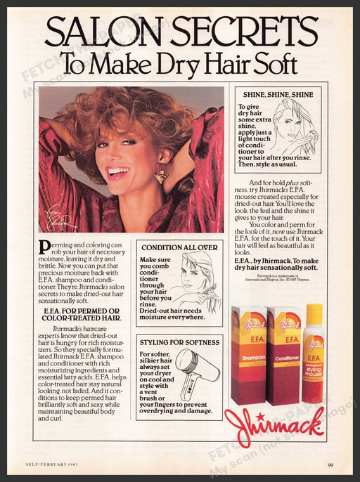 Jhirmack 1980s Print Advertisement Ad 1987 Victoria Principal Salon Secrets Jhirmack