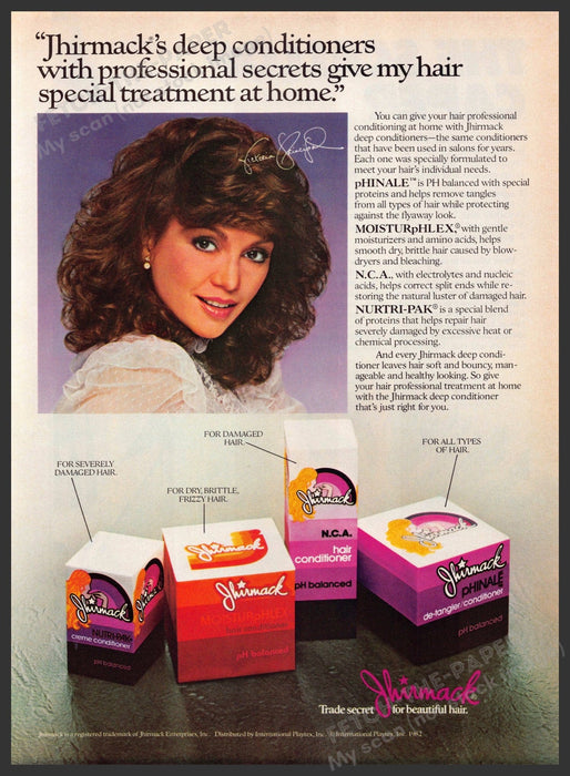 Jhirmack Victoria Principal 1980s Print Advertisement 1982 Deep Conditioners Jhirmack