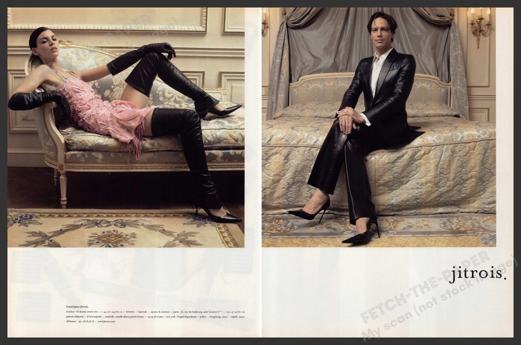 Jitrois Shoes Designer 2000s Print Advertisement (2 Page) 2003 Legs Fetch-the-Paper