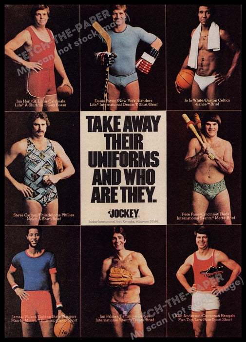 Jockey 1970s Print Advertisement 1977 Men's Underwear Sports Famous Athletes Jockey