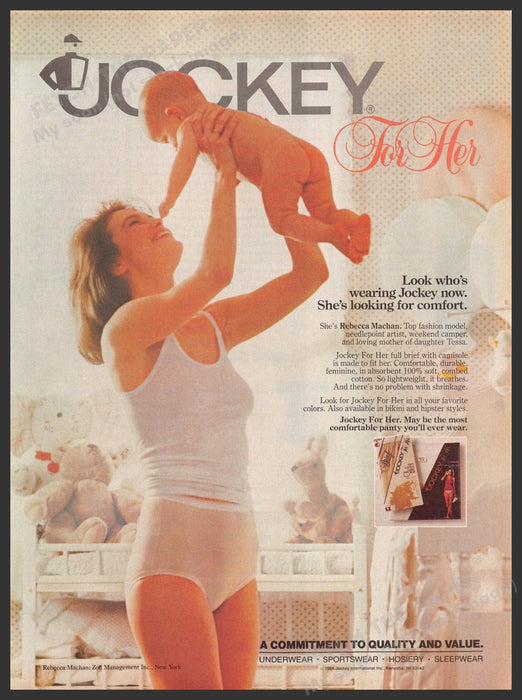 Jockey for Her 1980s Magazine Print Advertisement 1985 Rebecca Machan Jockey for Her