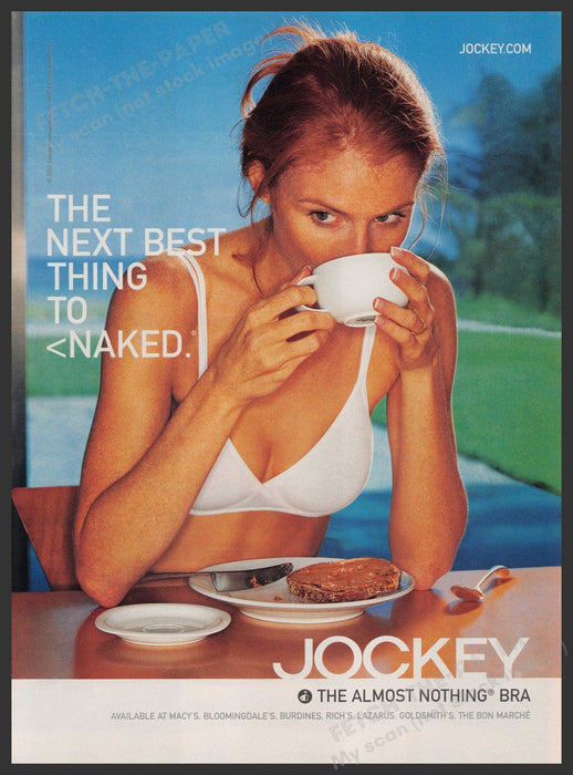 Jockey Lingerie 2000s Print Advertisement 2002 "Almost nothing bra" Breakfast Fetch-the-Paper