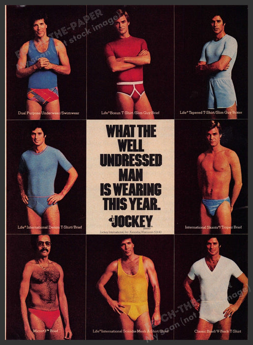 Jockey Men's Underwear 1970s Print Advertisement 1976 Different Types Fetch-the-Paper