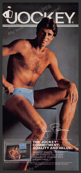 Jockey Men's Underwear 1980s Print Advertisement 1984 Jim Palmer Skants Briefs Fetch-the-Paper