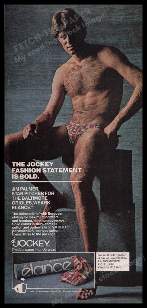 Jockey Men's Underwear 1980s Print Advertisement Ad 1980 Elance Fetch the Paper!