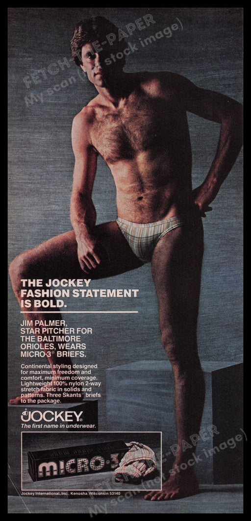 Jockey Men's Underwear 1980s Print Advertisement Ad 1980 Micro Fetch the Paper!