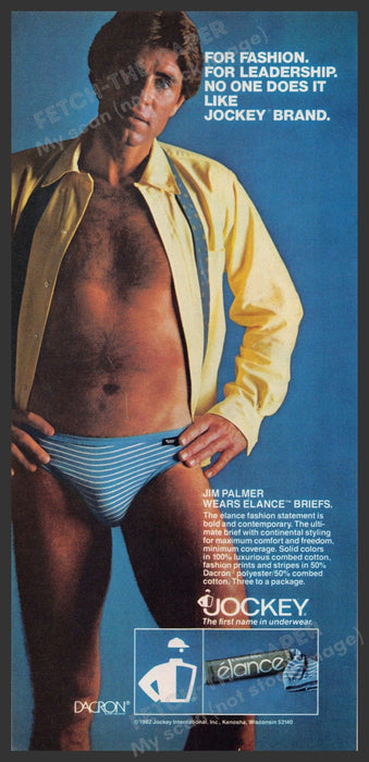 Jockey Men's Underwear Jim Palmer 1980s Print Advertisement 1982 Fetch-the-Paper
