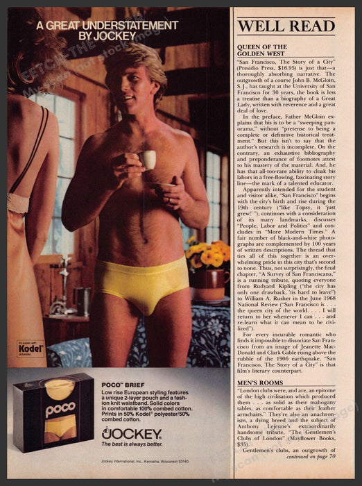 Jockey Poco Brief 1970s Print Advertisement Ad 1979 Men's Underwear Fetch-the-Paper