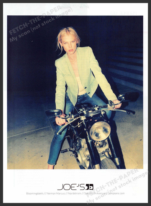 Joe's Jeans 2010s Print Advertisement 2013 Girl on Motorcycle Fetch-the-Paper