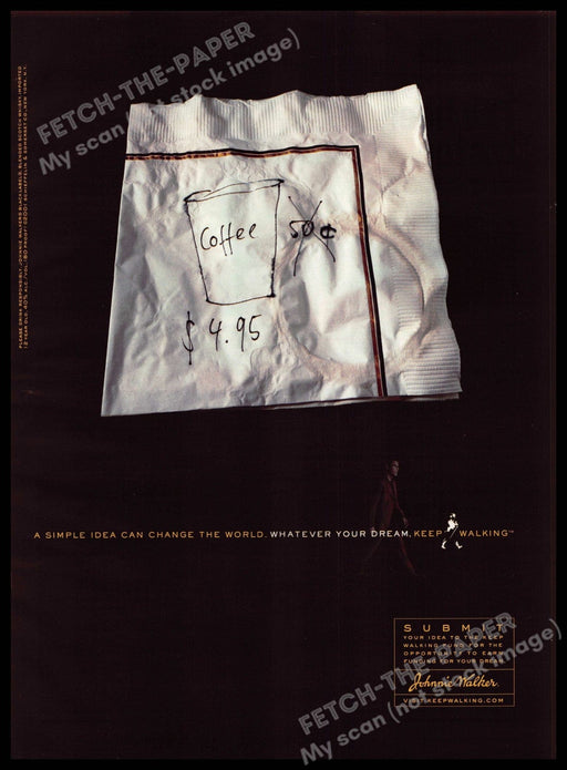 Johnnie Walker 2000s Print Advertisement 2001 Napkin Scribble Idea Johnnie Walker