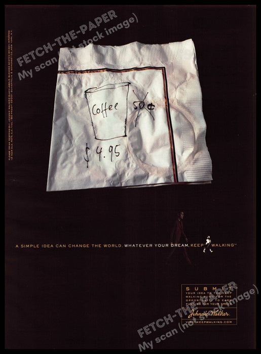 Johnnie Walker 2000s Print Advertisement 2001 Napkin Scribble Idea Johnnie Walker