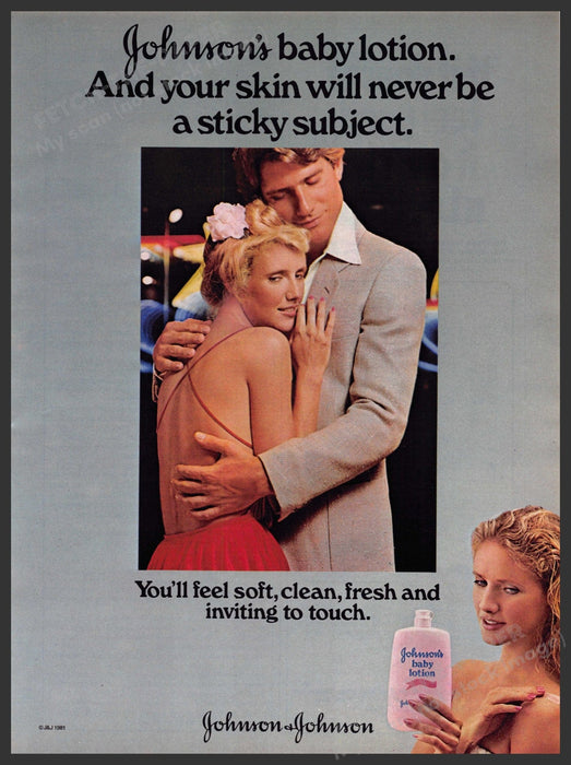 Johnson's Baby Lotion 1980s Print Advertisement 1981 Skin Couple Dancing Johnson's