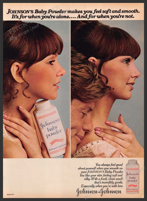 Johnson's Baby Powder 1970s Print Advertisement 1977 When You're Alone or Not Johnson's