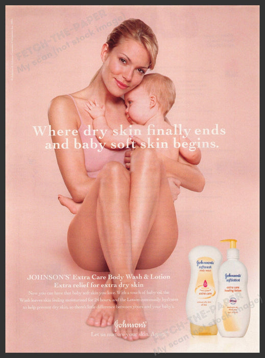 Johnson's Extra Care Healing Lotion 2000s Print Advertisement 2006 Legs Baby Johnson's