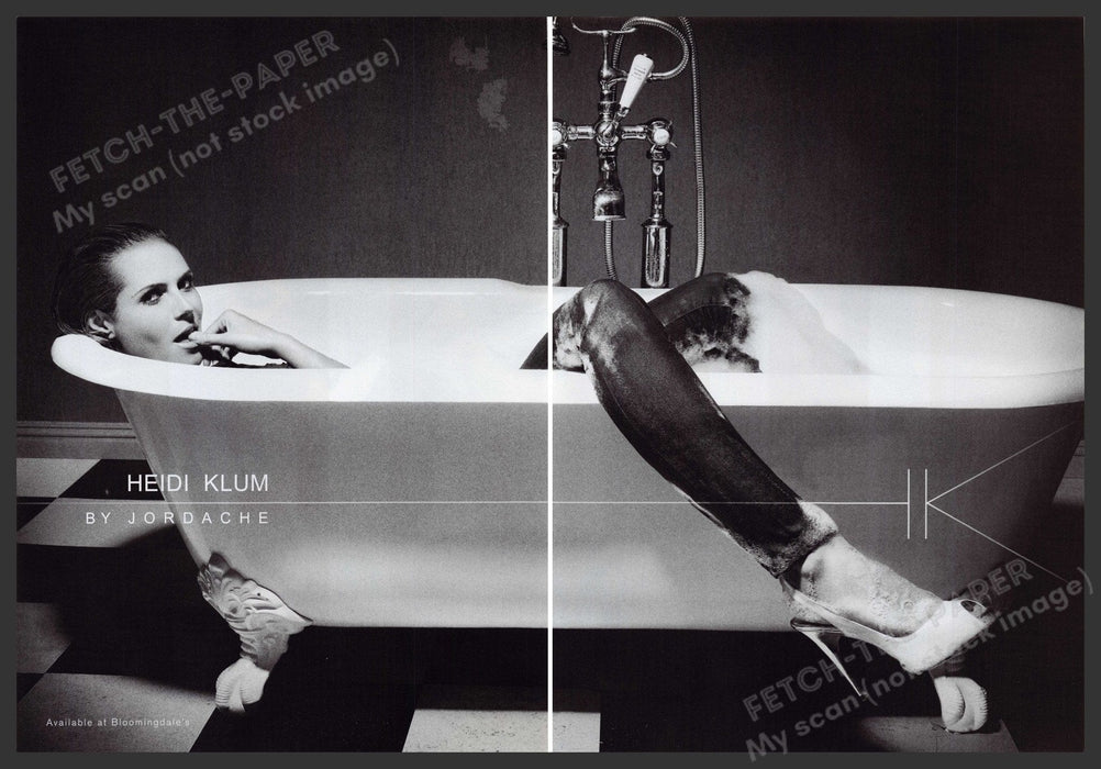 Jordache Jeans Heidi Klum 2000s Print Advertisement Ad (2 pages) 2008 Bathtub Fetch the Paper!