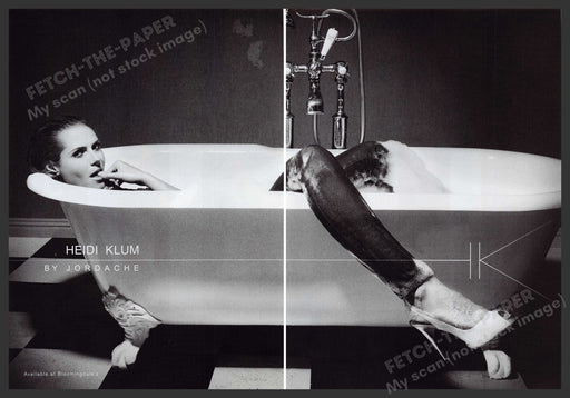Jordache Jeans Heidi Klum 2000s Print Advertisement Ad (2 pages) 2008 Bathtub Fetch the Paper!