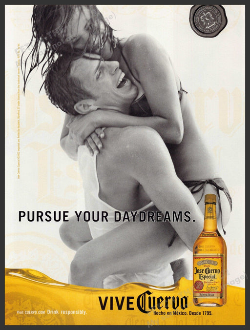 Jose Cuervo 2000s Print Advertisement 2002 Embracing Couple Pursue your Daydream Fetch-the-Paper