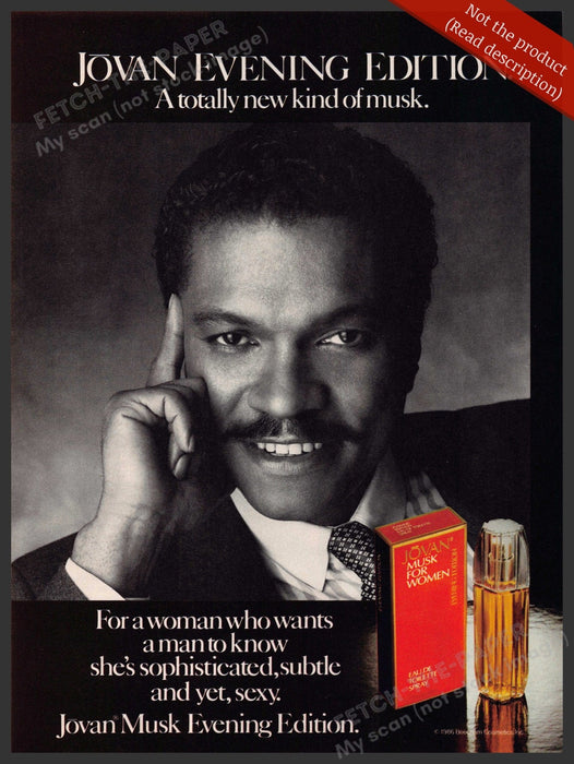 Jovan 1980s Magazine Print Advertisement 1986 Musk Billy Dee Williams Jovan