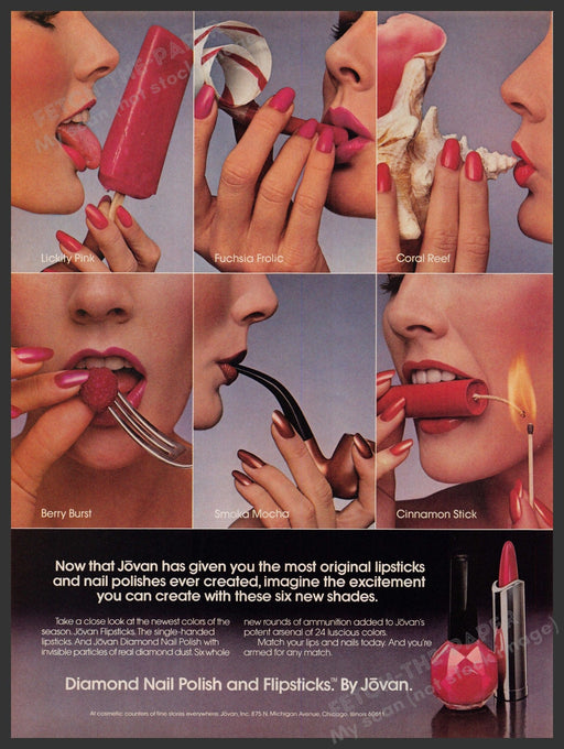 Jovan Diamond Nail Polish Flipsticks Cosmetic 1980s Print Advertisement Ad 1981 Fetch-the-Paper