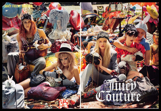 Juicy Couture 2010s Print Ad (2 pg) 2010 "Juicy Fields Forever" Bohemian Fetch-the-Paper