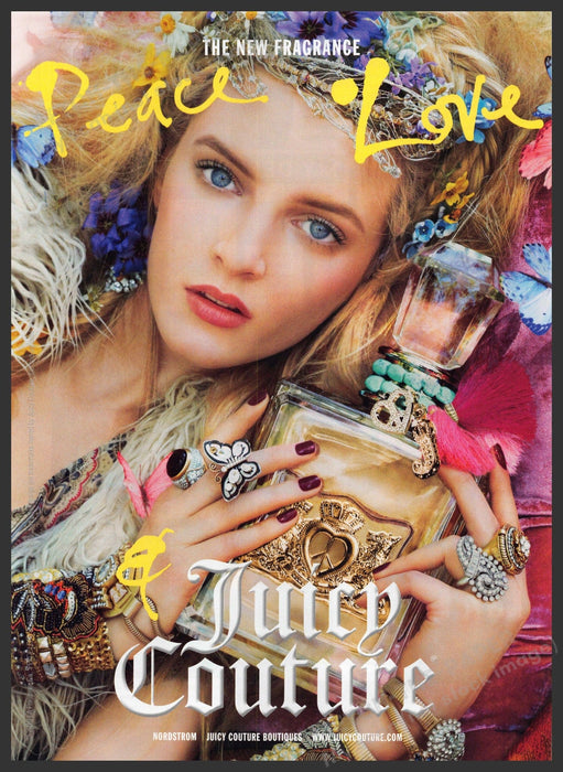 Juicy Couture 2010s Print Advertisement 2010 Peace Love Colorful Girl Juicy Couture