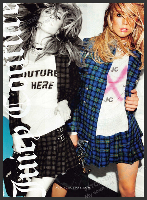 Juicy Couture 2010s Print Advertisement Ad 2011 Plaid School Girl Mini Skirts Juicy Couture