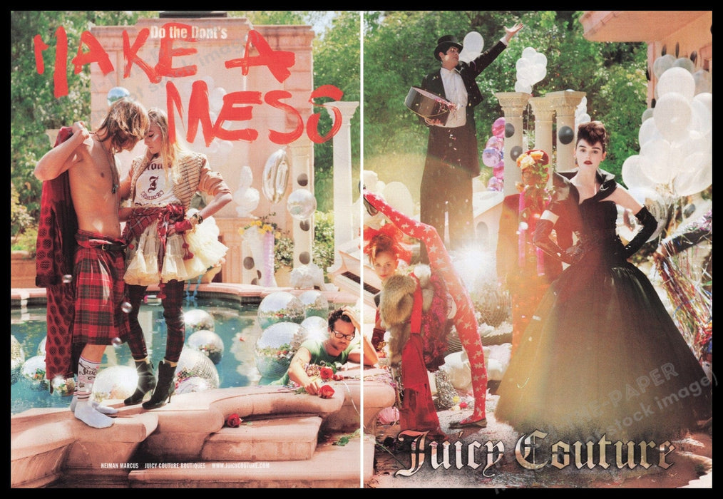 Juicy Couture Clothing 2000s Print Advertisement (2 pages) 2009 "Make a Mess" Fetch the Paper!