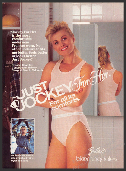 Just Jockey for Her Rosalyn Keathley 1980s Print Advertisement 1987 Legs Fetch-the-Paper