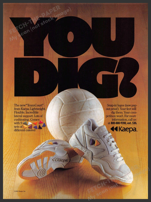 Kaepa 1990s Print Advertisement 1993 "Team Court" Gym Shoe Volleyball Kaepa