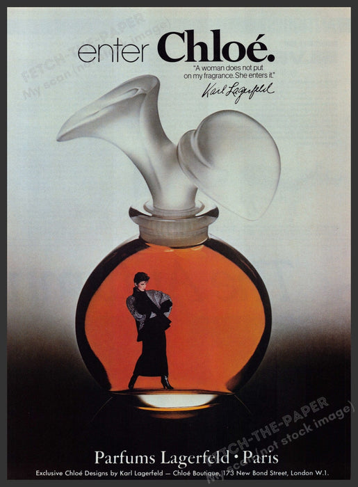 Karl Lagerfeld Chloe Perfume 1980s Print Advertisement Ad 1982 Fetch the Paper!
