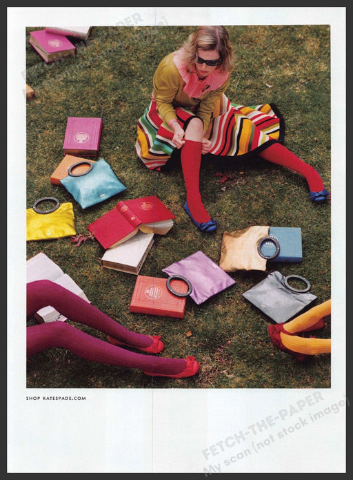 Kate Spade 2000s Print Advertisement 2007 Girls Park Books Socks Tights Legs Fetch-the-Paper
