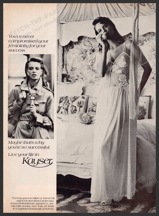 Kayser 1980s Magazine Print Advertisement 1984 Lingerie Femininity for Success Kayser