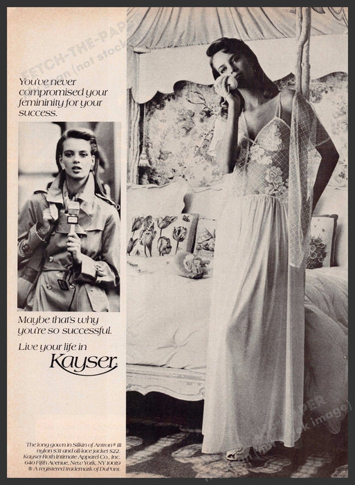 Kayser 1980s Magazine Print Advertisement 1984 Lingerie Femininity for Success Kayser
