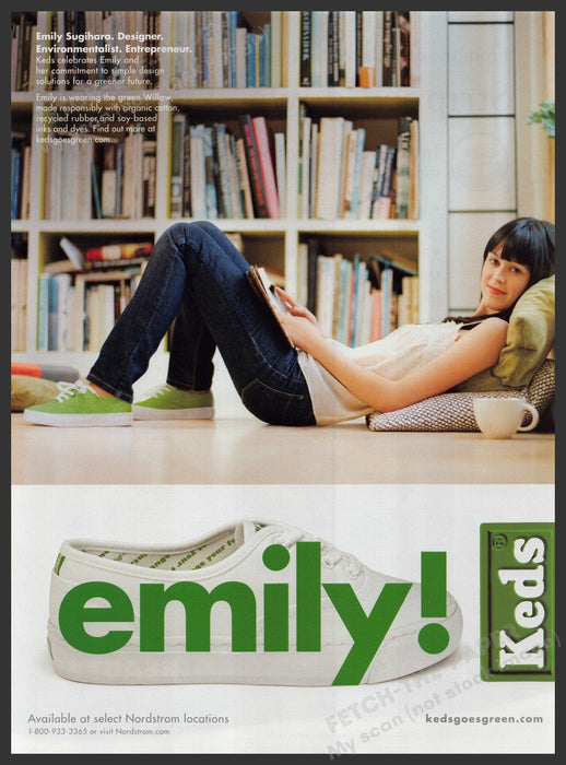 Keds Emily Sugihara Designer Green Shoe 2000s Print Advertisement 2009 Fetch-the-Paper
