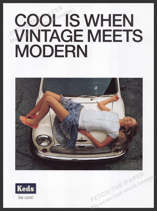 Keds Shoes Mischa Barton 2000s Print Advertisement Ad 2006 On Car Hood Fetch the Paper!