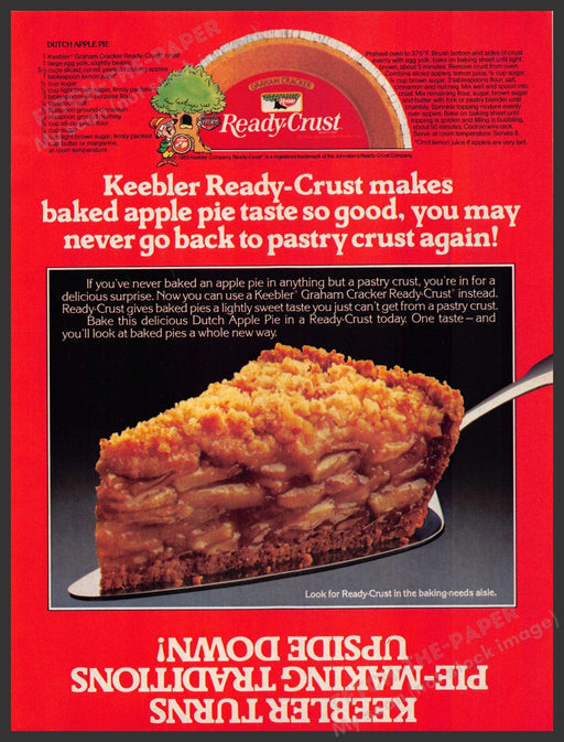 Keebler 1980s Magazine Print Advertisement 1983 Ready Crust "Dutch Apple Pie" Keebler