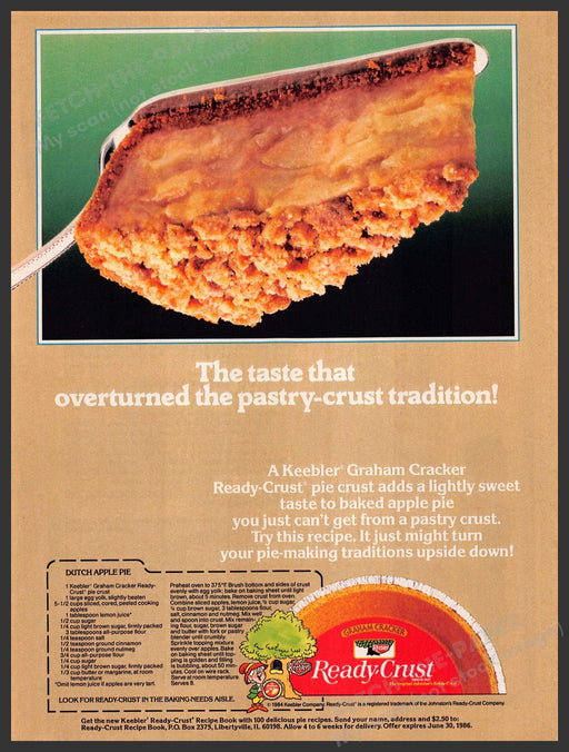 Keebler 1980s Magazine Print Advertisement 1985 "Dutch Apple Pie" Recipe Crust Keebler